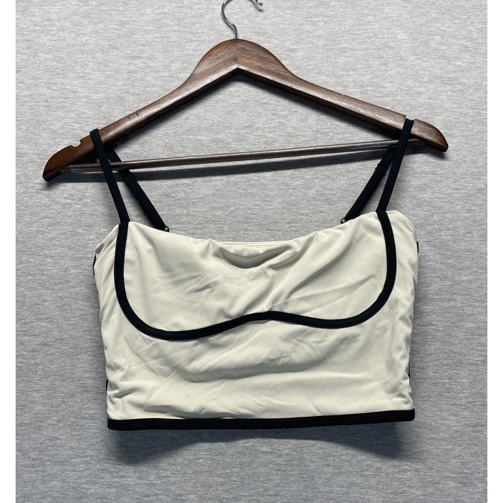 Move With You Padded Sports Bra Crop Top Womens Small Cream Adjustable Straps